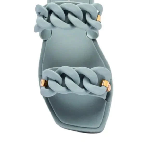 !! NEW !! Jelly Slide Sandals with Chain Detail in Matte Black - Picture 11 of 11